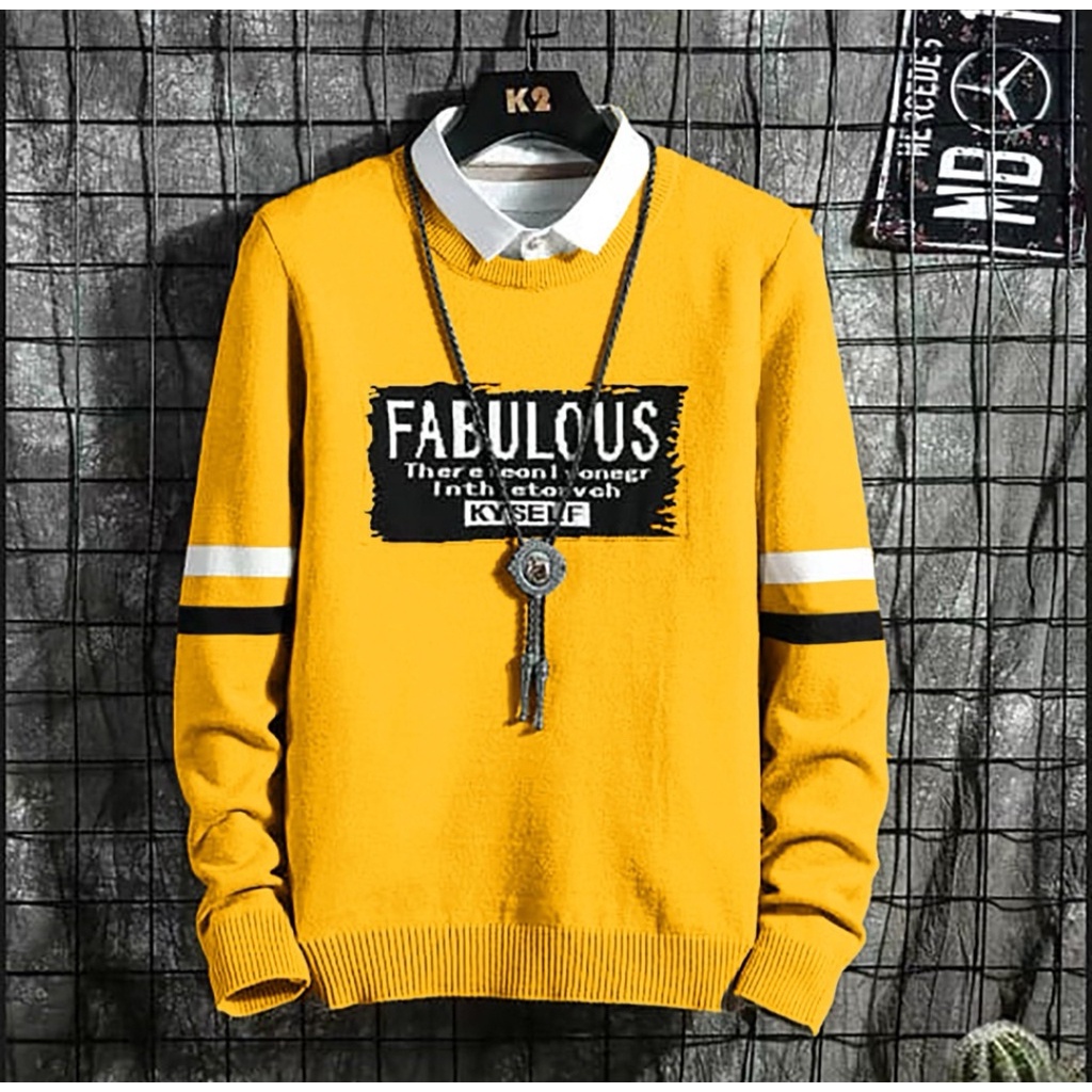 Promo sweater Terbaru Bisa COD Kaos Pria Fabulous Kombi Sweter Crewneck Murah Kaos Pria Distro Keren Kaos Pria Lengan Panjang Murah Kaos Cowok Kekinian Sweter Terlaris