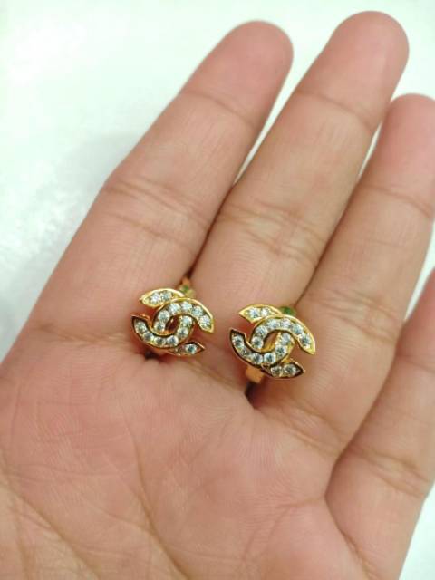 Anting wanita lapis emas //anting permata //anting