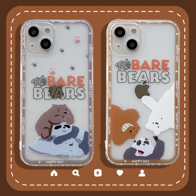 Soft Case Tpu Transparan Anti Jatuh Motif Kartun Bare Bear Untuk Iphone 11 12 13 Pro Max 7 8 Plus X Xr Xs