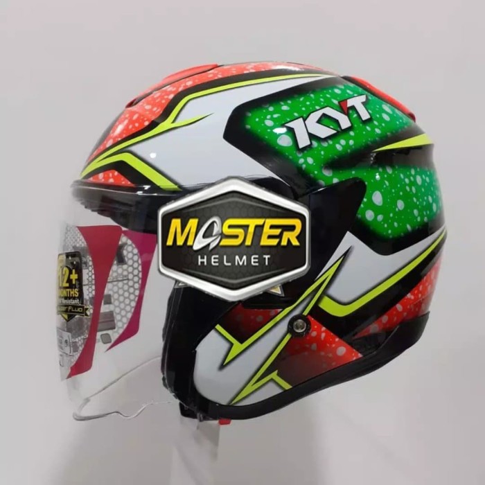 HELM KYT KYOTO MOTIF SUPER FLO EDITION 02 RED FLO GREEN - M