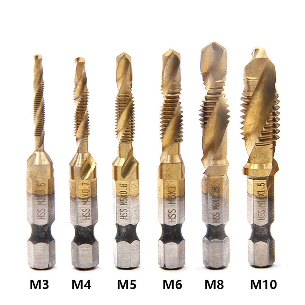 6pcs Mata Bor Hex Shank Hss Lapis Titanium Untuk Alat Pertukangan