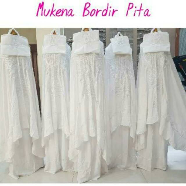 Mukena Jumbo Putih Bordir Pita