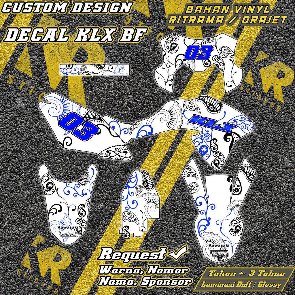 Decal Fullbody KLX BF motif Batik custom desain, stiker klx bf decal klx bf stiker klx bf