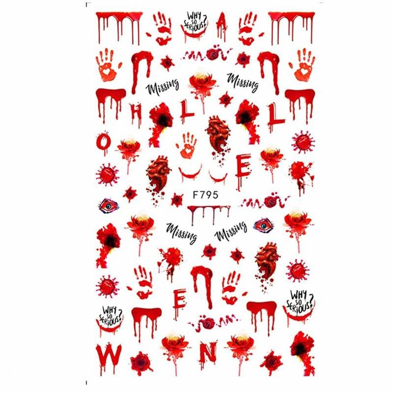 Stiker Kuku Motif Tengkorak / Laba-Laba / Mawar Untuk Dekorasi Nail Art / Pesta Halloween