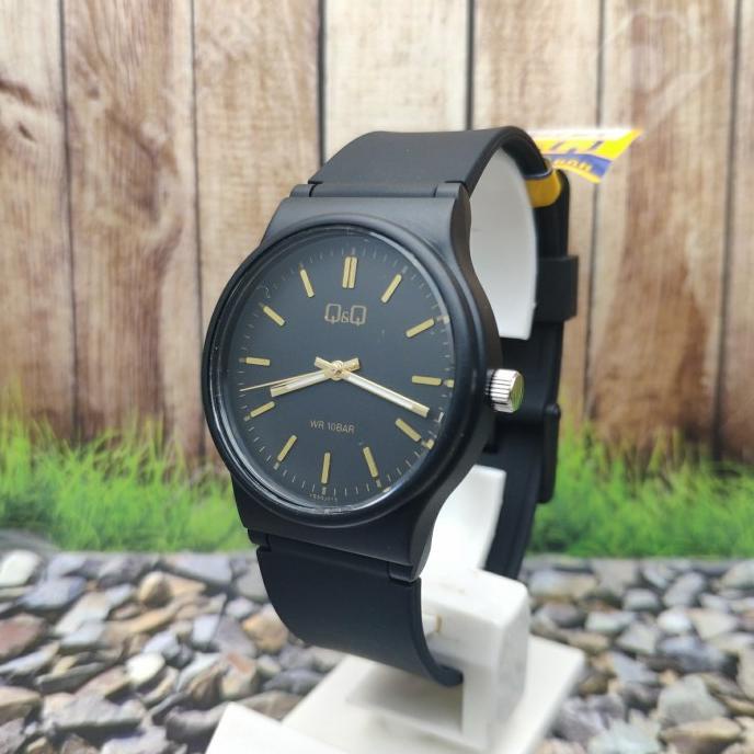 Jam Tangan Pria Q&Q QQ Analog Strap Karet Hitam VS50J017Y Original