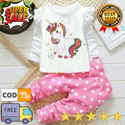 VISION ONLINE [GRATIS ONGKIR COD] SETELAN UNICORN ONDE ANAK PEREMPUAN 1 2 TAHUN MURAH/ BAJU BAYI ANAK CEWEK PEREMPUAN 1 2 TAHUN KAOS ATASAN DAN CELANA PANJANG BAHAN ANAK PEREMPUAN 12 BULAN 1 2 TAHUN MURAH KEKINIAN TERBARU LUCU IMPORT 2021 MODERN ORI PESTA