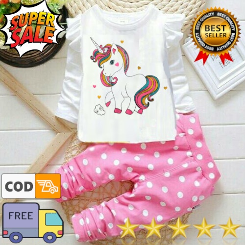 VISION ONLINE [GRATIS ONGKIR COD] SETELAN UNICORN ONDE ANAK PEREMPUAN 1 2 TAHUN MURAH/ BAJU BAYI ANAK CEWEK PEREMPUAN 1 2 TAHUN KAOS ATASAN DAN CELANA PANJANG BAHAN ANAK PEREMPUAN 12 BULAN 1 2 TAHUN MURAH KEKINIAN TERBARU LUCU IMPORT 2021 MODERN ORI PESTA