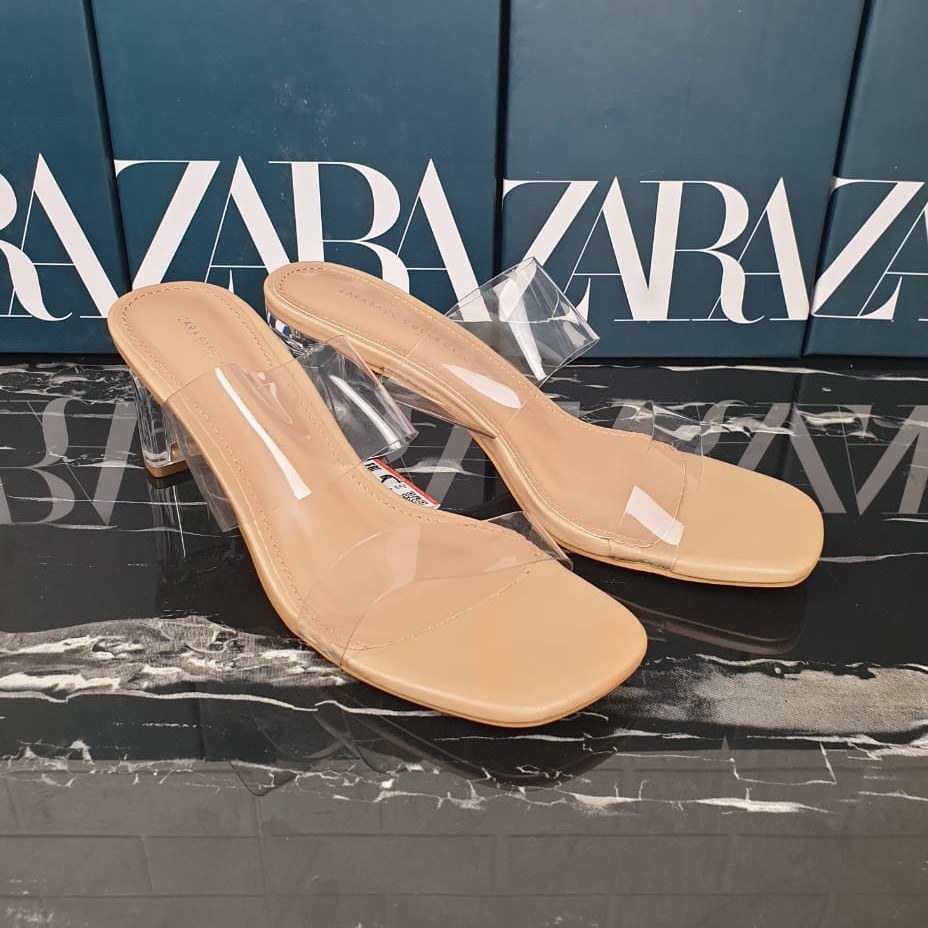 SEPATU HEELS ZR 7CM dan 9CM  - SZR001-TRANSPARAN 7CM + BOX
