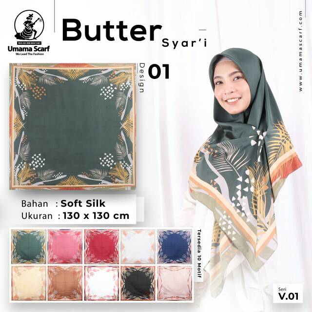 Kerudung Segi Empat Motif BUTTER SYARI By UMAMA