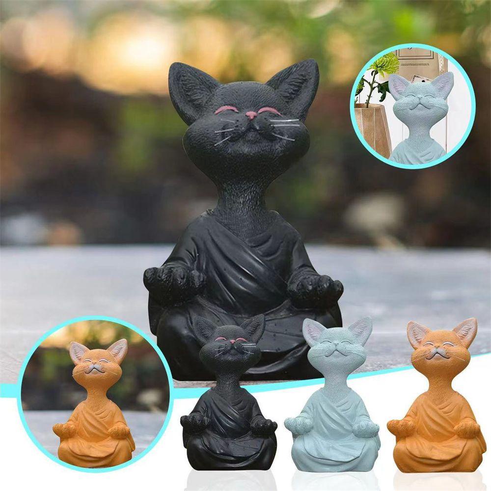 Augustina Meditating cat Garden decor Ornamen Resin Lucu