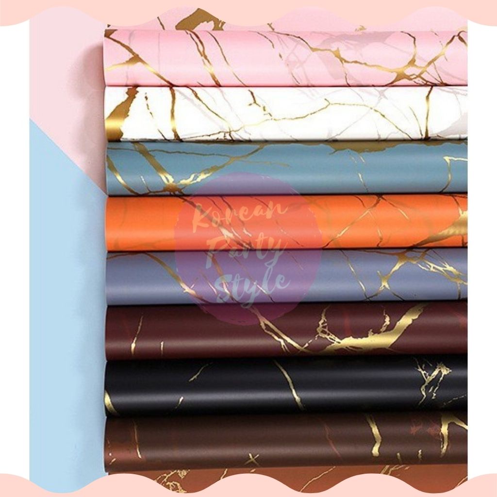 

[1 PAK / 1 PACK] KOREAN CELLOPHANE MARBLE GOLD / WRAPPING PAPER MOTIF MARBLE / KERTAS BUKET BUNGA BUNGKUS