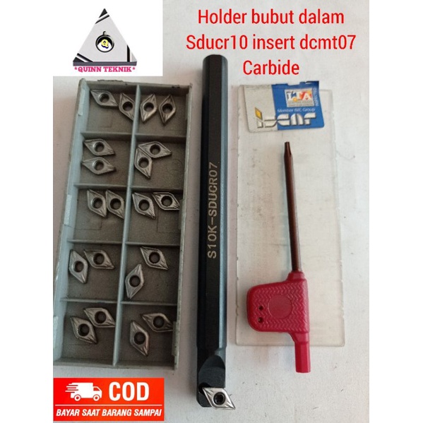 pahat bubut.holder bubut dalam.diameter 10mm  insert dcmt07 carbide second 20pcs