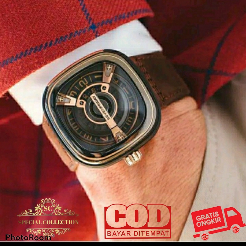 BISA COD - JAM TANGAN PREMIUM CLASS MEN SQUARE MEKANIK STRAP LEATHER