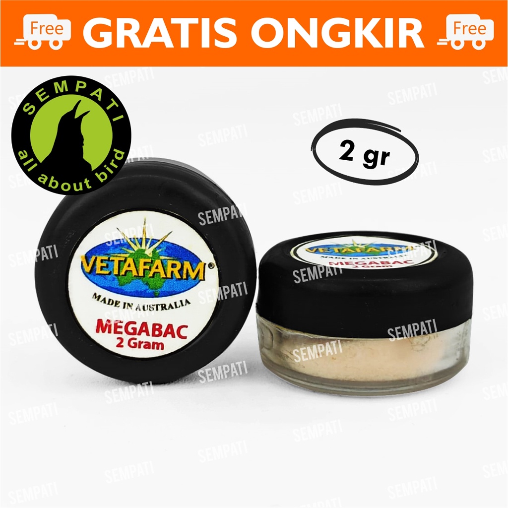 MEGABAC-S MEGABAK VETAFAM MGBC 2 GRAM OBAT BURUNG SAKIT NYILET KURUS