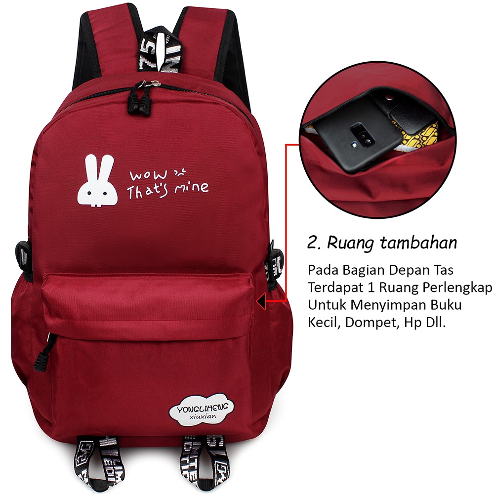 Ransel Anak Perempuan Tas Sekolah Kerja Backpack Kuliah