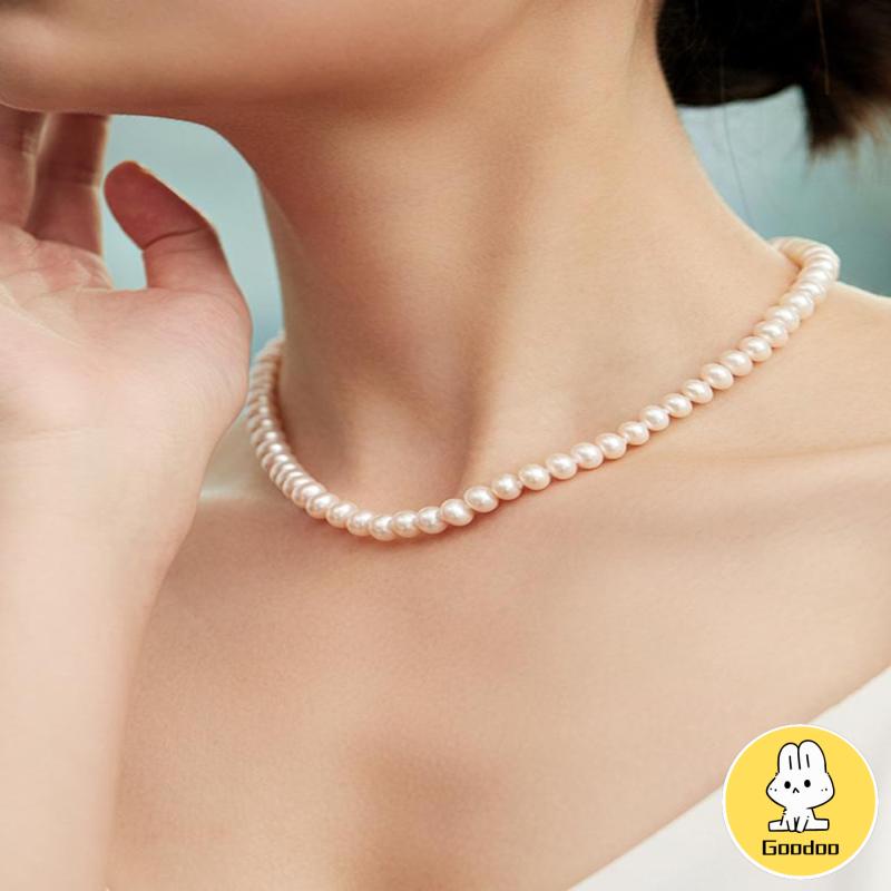 Kalung Choker Rantai Klavikula Hias Mutiara Gaya Korea Untuk Aksesoris Perhiasan -Doo