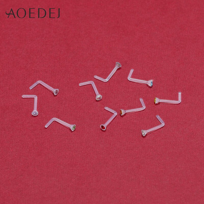 10pcs Anting Tindik Telinga / Hidung / Tubuh Bentuk Barbel Bahan Akrilik Transparan