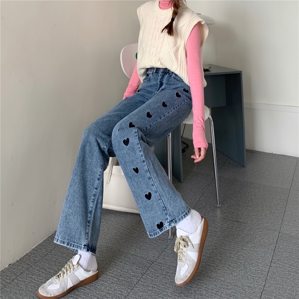 XIAOZHAINV Celana Panjang Wanita High Waist Jeans Korean Style 6012