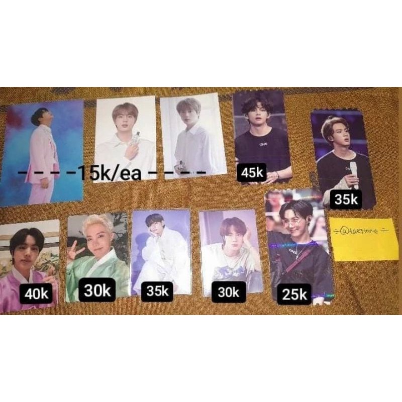 (READY STOK) BTS Jin, jhope, taehyung, jungkook, tiket holo mots one, dalmajung, sowoozoo, deco kit 
