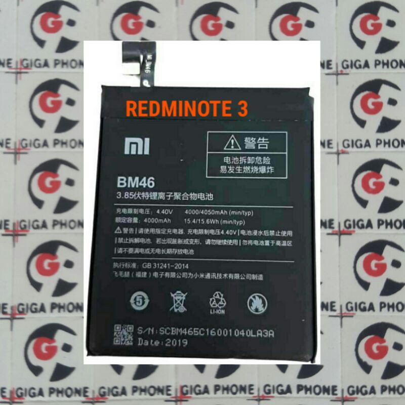 BATERAI XIAOMI BM 46 REDMI NOTE 3/ redmi note 3 ori