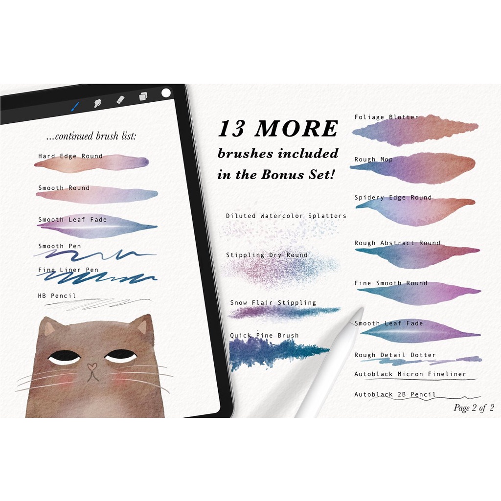 Procreate Brush - Impossible Watercolor Brush Pack Premium Kit + Watercolor Canvas Free Update