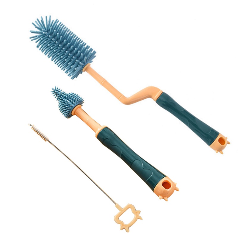 Mary 3pcs / Set Sikat Pembersih Botol Susu / Dot Bayi Dengan Gagang Putar