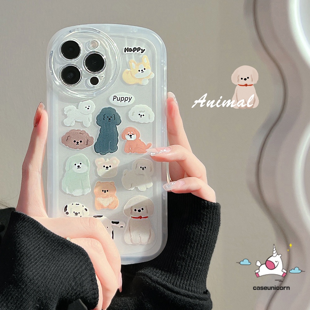 Casing OPPO A17K A15 A16 A57 A17 A12 A55 A16K A16E A76 A7 A5s A5 A9 2020 A95 A1K A96 A3s A74 A16s A54 A53 A35 A36 A33 A12E A31 Reno 6Z 5Z 8 6 4F Cute Dog Puppy Airbag Case Lembut