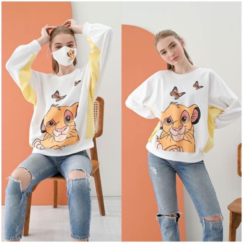 Sweater Zara Lion King // Atasan Baju Sweater Wanita Lion Simba Free Masker