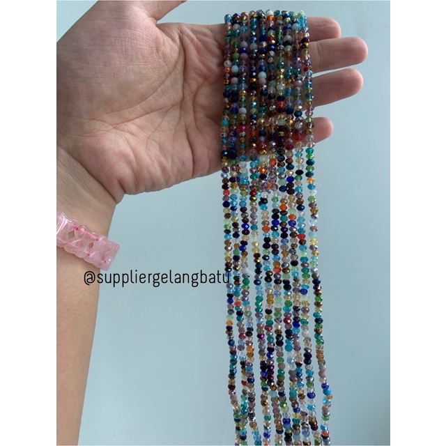 Crystal Ceko multicolor 4mm mix campur warna bahan craft manik donat