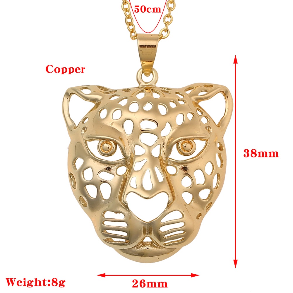 Ornamen tembaga eye-catching hollow macan tutul liontin hip hop malam fashion kalung