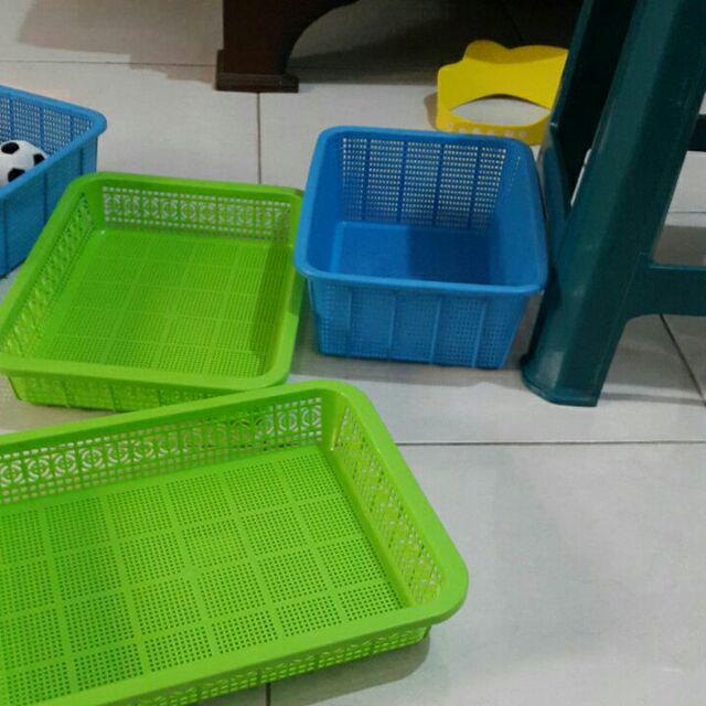 Keranjang Plastik Peniris Buah-buahan Serbaguna Square Baket Small Bw-26 Tempat Sayuran Murah