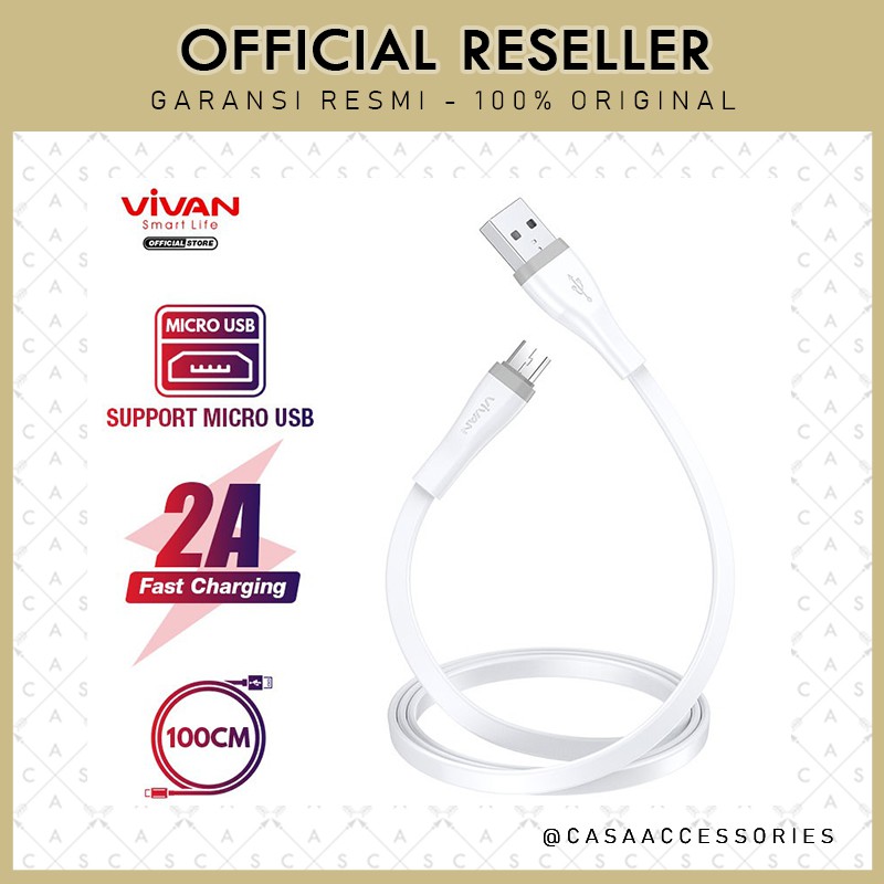 Vivan SM100S 100cm Kabel Data Cable Micro USB Fast Charging 2A Android