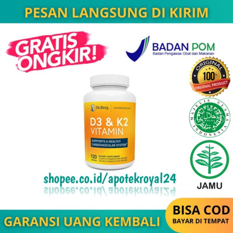 Dr.Berg VITAMIN D3 & K2 10,000IU 120 CAPSULES ASLI ORIGINAL
