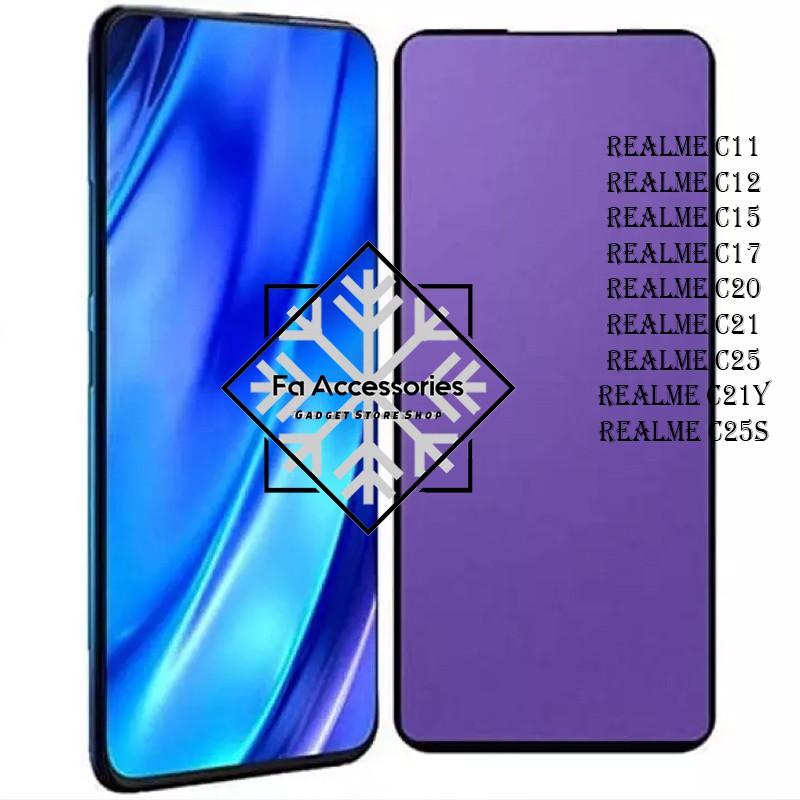 Tempered Glass Bluray Anti Blue Light Full 10D 99D Realme C11 C12 C15 C17 C20 C21 C25 C30 C31 C35 C33 C21Y C25S C30S C55 NFC Y S