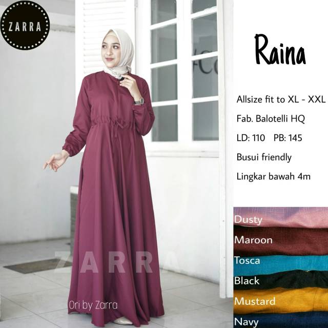RAINA DRESS / Simple Dress / Gamis Polos / Gamis Simpel / Ori by Zarra