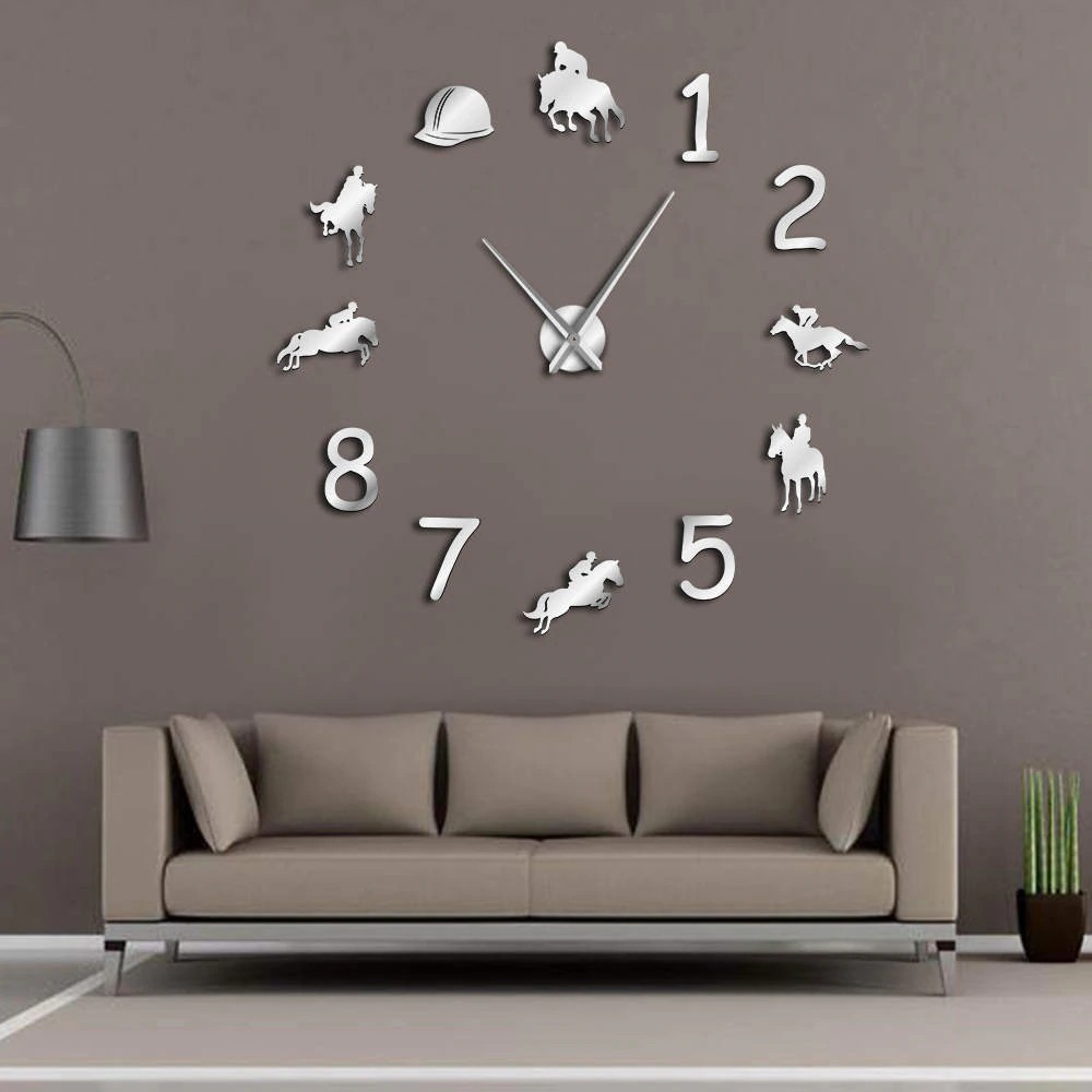 Equestrians Large Wall Clock Farmhouse Home Decor Cowboys Modern Design Giant Wall Clock Shopee Indonesia