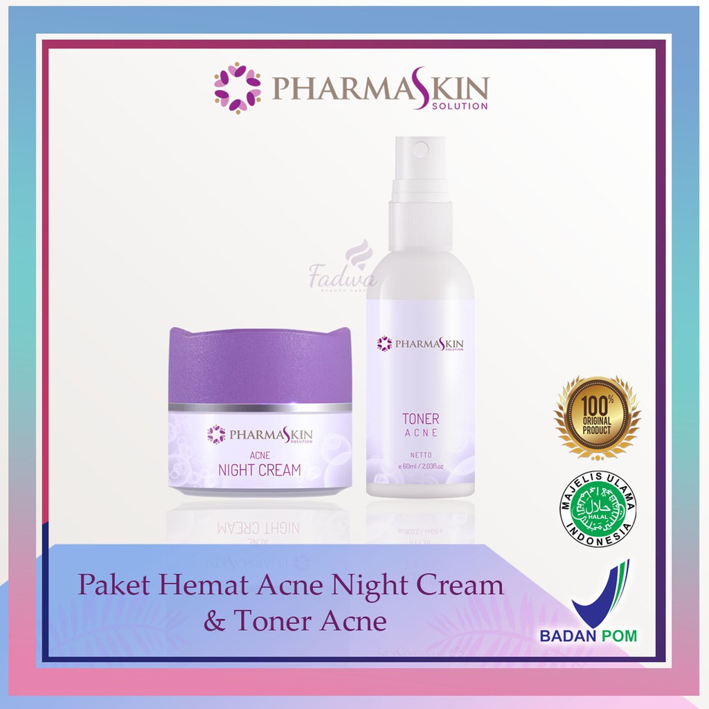 Pharmaskin Paket Skincare Acne Night Cream dan Toner Acne Obat Jerawat Perawatan Wajah Berjerawat Re