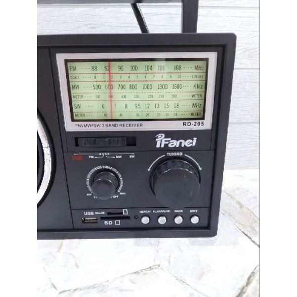 Radio Jadul Portable 3 Band Super Bass USB SD Card TF AC DC IFanci RD 205