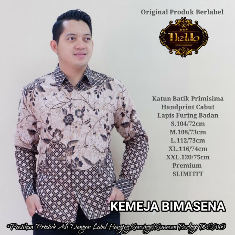 Kemeja Batik Slimfit Lengan Panjang BIMASENA Baju Batik Slimfit Batik Slimfit Lapis.Furing