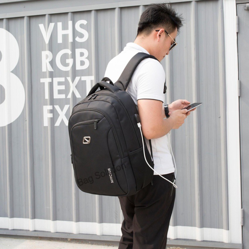 Navy Club Tas Ransel Laptop  Tas Pria Tas Wanita Tas Punggung USB Built in