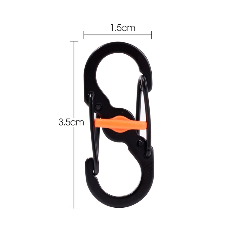 Gantungan Kunci Carabiner Bentuk Angka 8 Bahan Metal Anti Maling / Jatuh Untuk Camping / Climbing