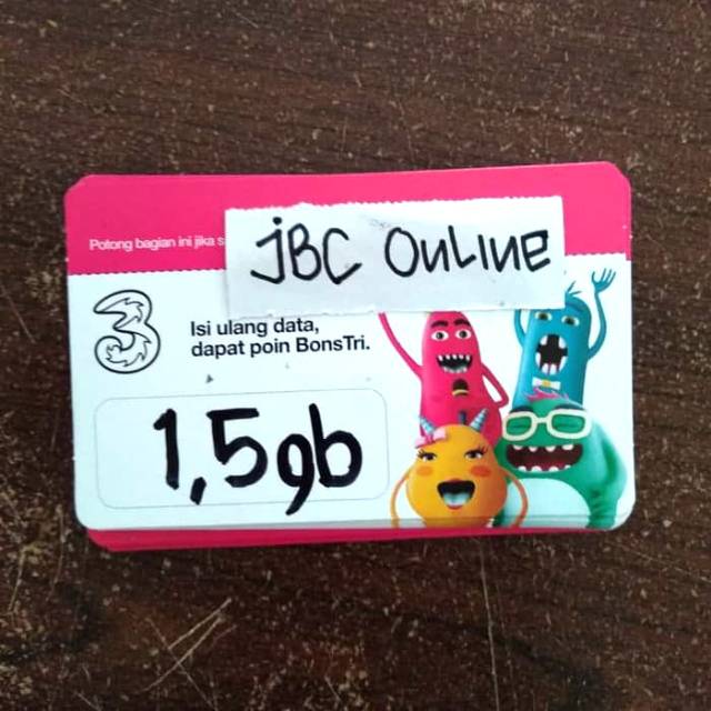 Voucher Tri Three BM1 1,5gb 30 hari 24 jam Lokal Jember
