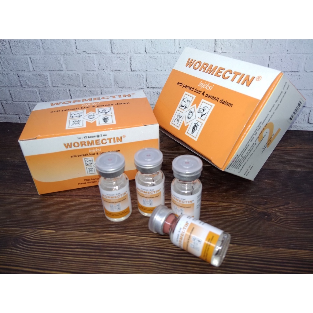 WORMECTIN INJEKSI 2 ml - BOX - Isi 12 botol @ 2 ml - Obat Suntik Membasmi Kutu, Tungau, Kudis, Scabi