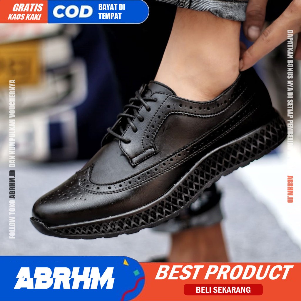 ABRHM x JHON Sepatu Casual Pria Sepatu Kasual Pria Kulit Pu Kerja Sepatu Pria Casual Original Sepatu Semi Formal Kuliah Kondangan Gaya keren Kekinian Murah Terlaris