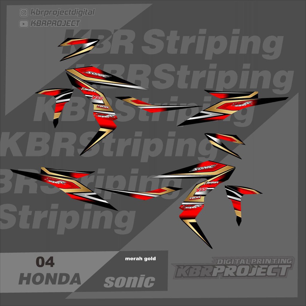 (cod) Stiker Motor sonic sticker striping list motor honda sonic 04 Racing Terlaris sonic road race