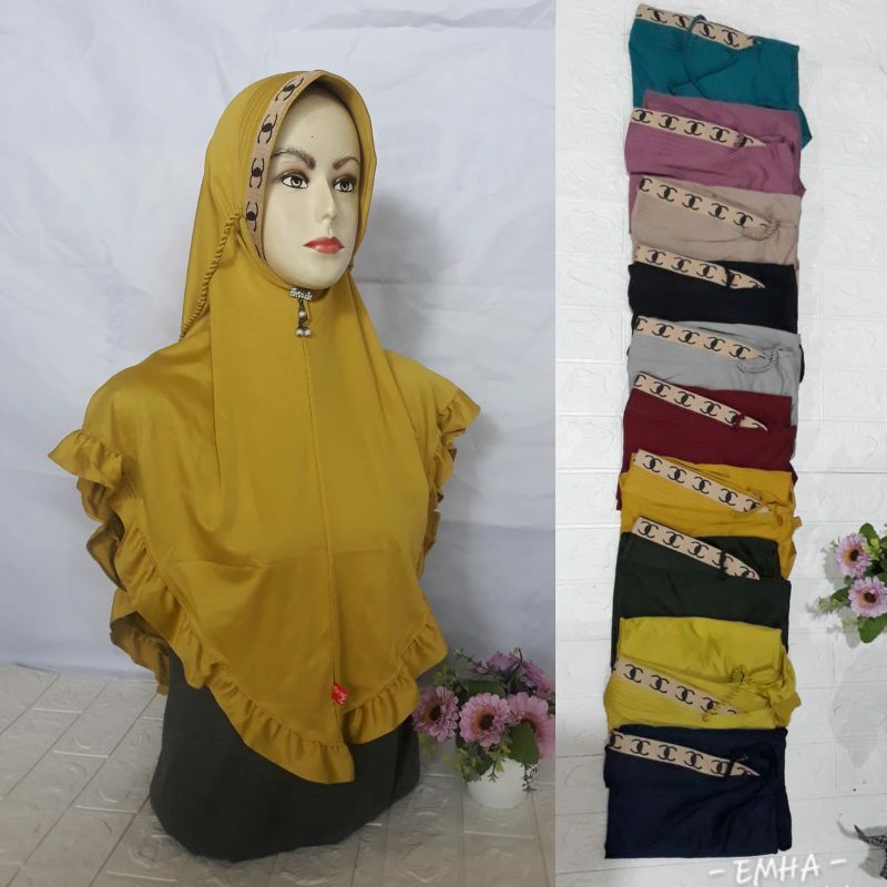 hijab instan bergo jersey motif