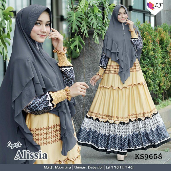 Gamis syar'i Alissia/baju muslim/gamis murah/gamis syar'i/gamis solo