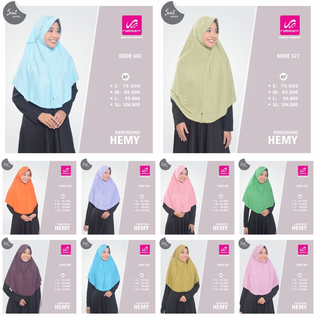 [SIZE L] KERUDUNG RABBANI SEKOLAH JILBAB RABBANI INSTAN HEMY PITA ATAS