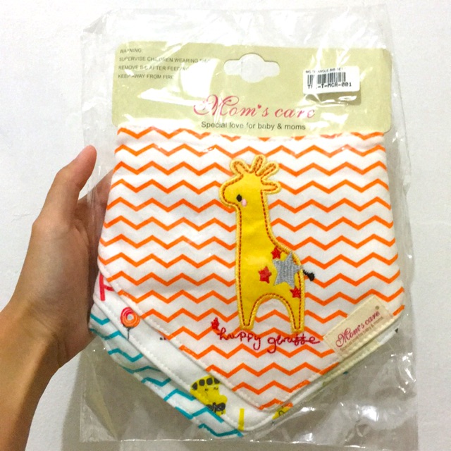 Moms care bib set girrafe slabber bayi tatakan iler/ makan segitiga