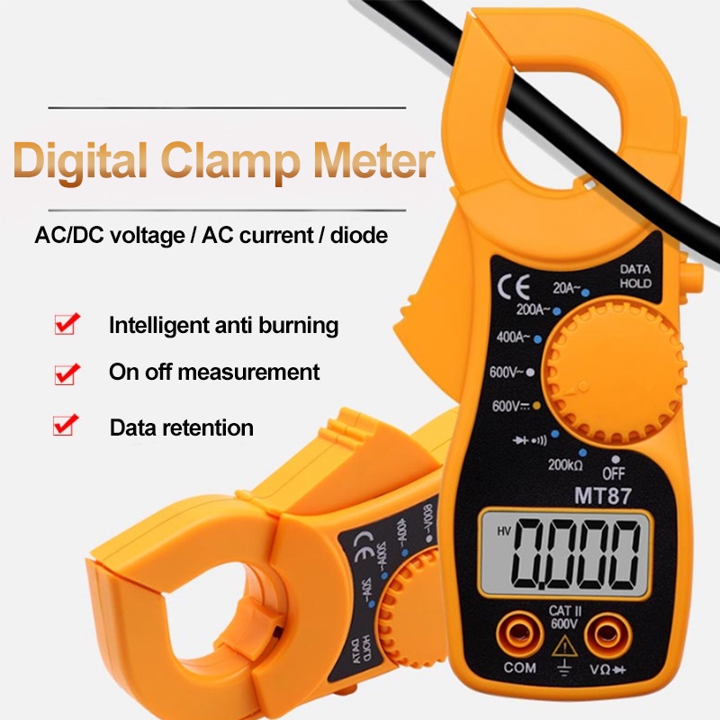 Bonkyo Alat Pengukur Multimeter Digital Portable Multimeter desain anti-bakar layar sudut besar sekering ganda